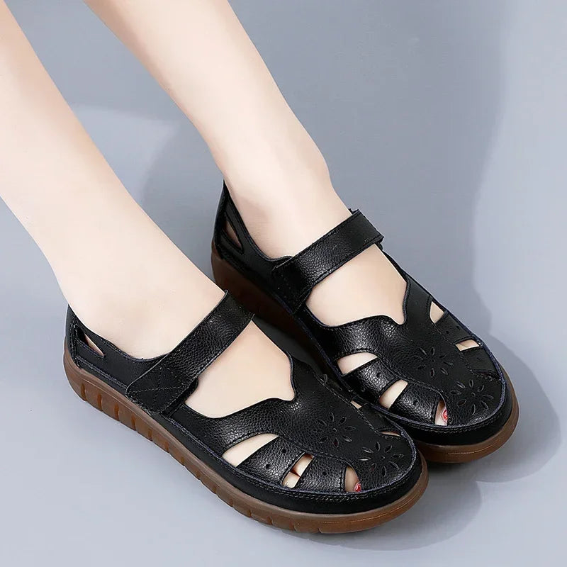 Women’s Comfortable Hollow Ankle Sandals - Soft Beach Sole Round Toe Summer Shoes