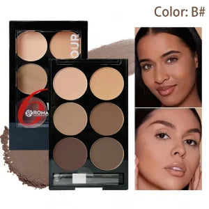 6 Colors Highlight Contouring Powder Palette Face Shadow Contouring Powder Makeup Palette With Brush Face Bronzer Color Collection