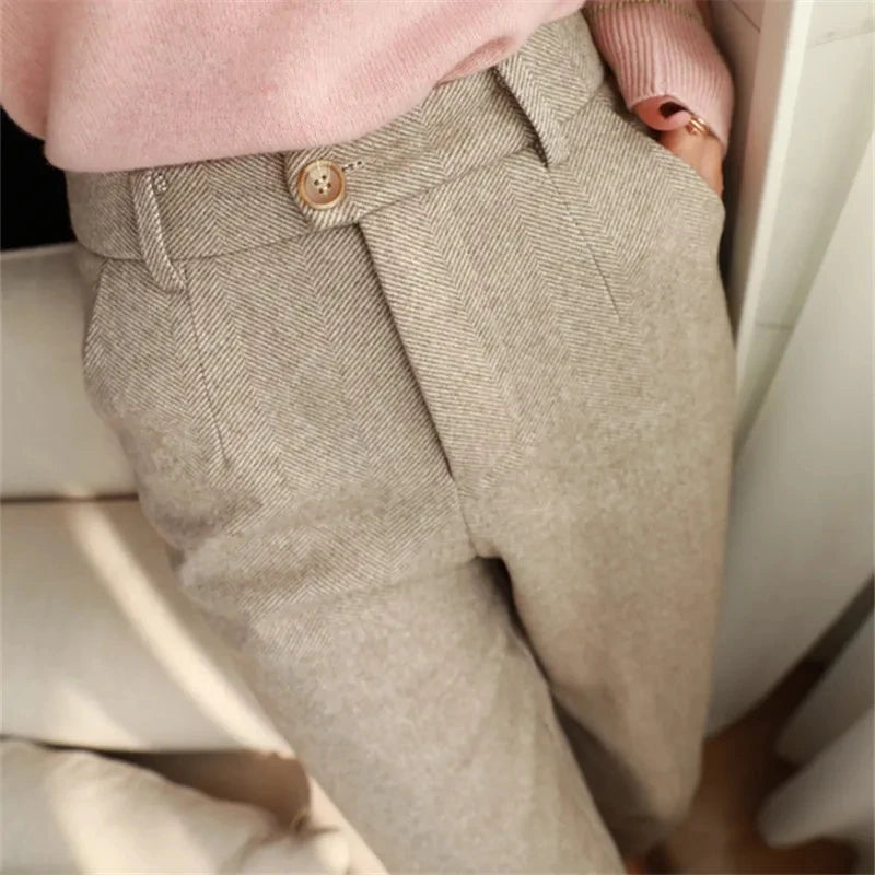 Women's Simple Stylish "Woolen Harem Pencil Pants"