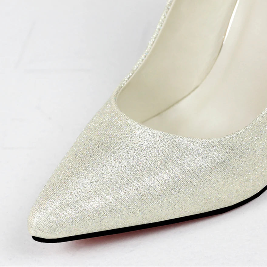 "Elegant Carved Metal Heels Wedding Pumps for Women - Stylish Pointy Toe High Heel Shoes"