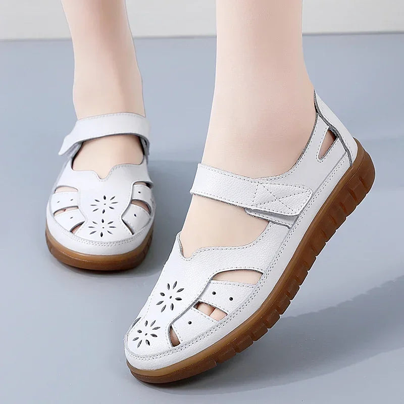 Women’s Comfortable Hollow Ankle Sandals - Soft Beach Sole Round Toe Summer Shoes