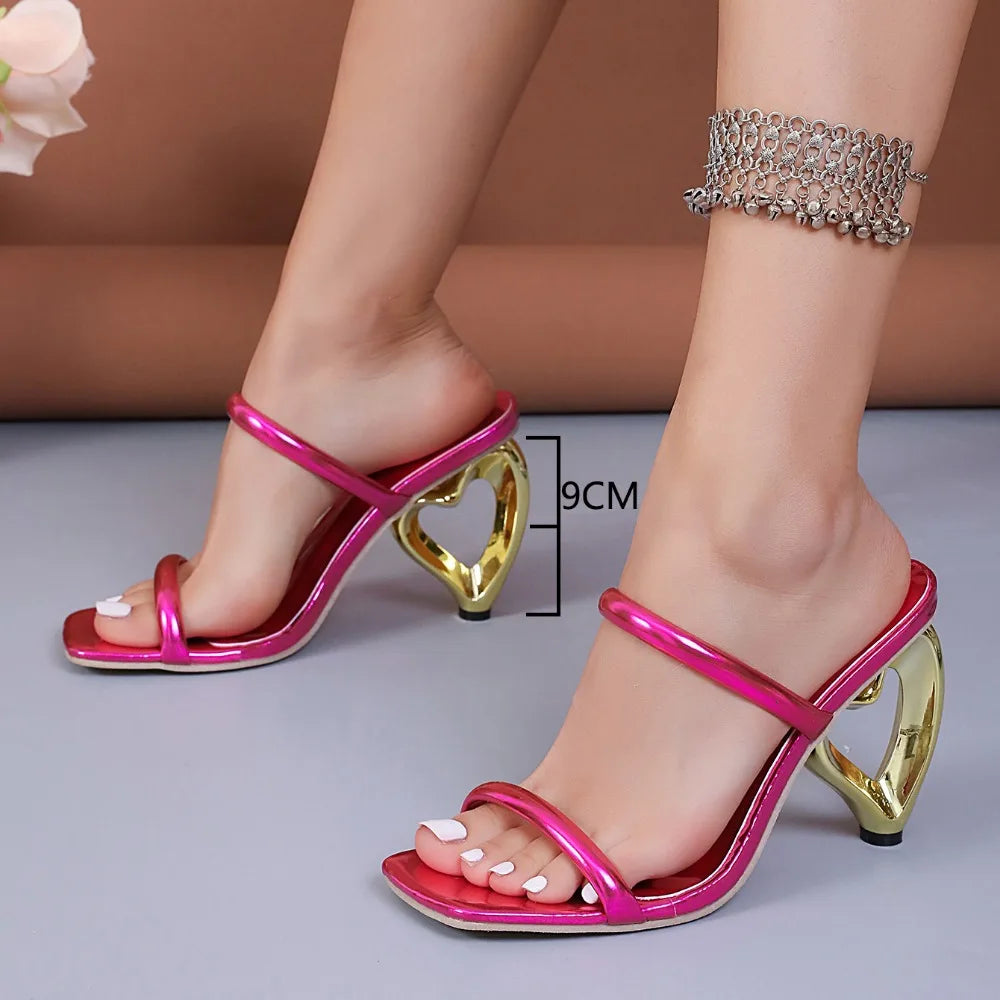 "Summer New Women’s Fashion High Heels - Sexy Square Toe, Outdoor Casual Party Dress, 9cm Thick 2-Strap Heels"