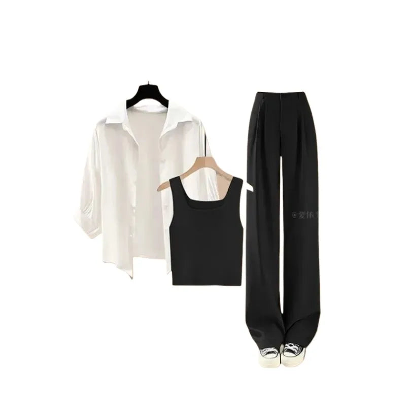 "Elevate Your Style: 3-Piece Set with Pant, Vest, and Collar Shirt"