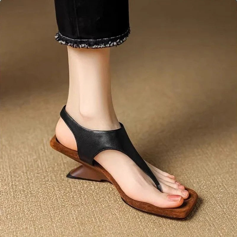 "Handmade Summer Wedge Sandals with Clip-On & Slingback, Unique Heels and Flip Flops for Women"