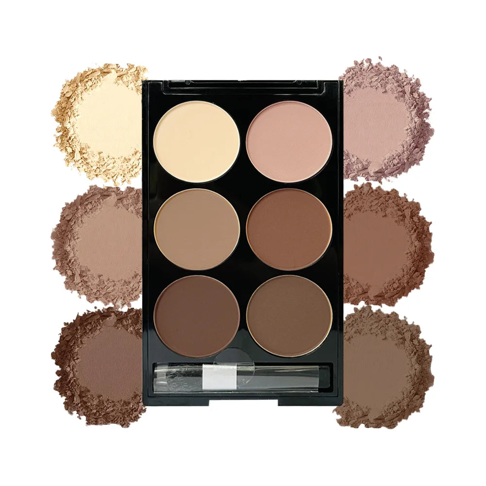 6 Colors Highlight Contouring Powder Palette Face Shadow Contouring Powder Makeup Palette With Brush Face Bronzer Color Collection