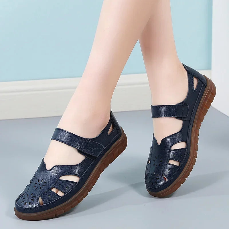 Women’s Comfortable Hollow Ankle Sandals - Soft Beach Sole Round Toe Summer Shoes