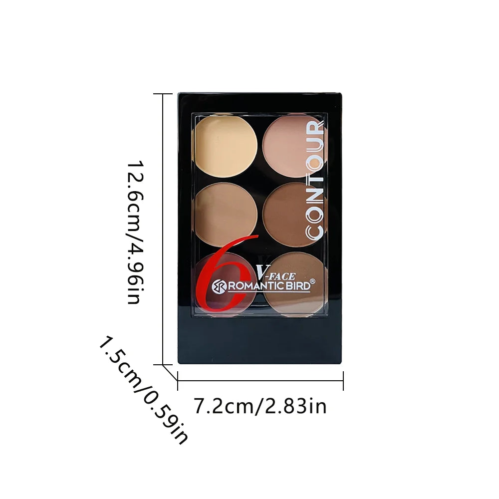 6 Colors Highlight Contouring Powder Palette Face Shadow Contouring Powder Makeup Palette With Brush Face Bronzer Color Collection