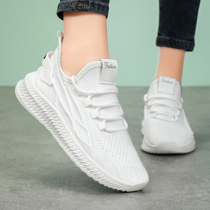 Trendy Women's Knit Mesh Breathable Sneakers - Comfortable Summer Activities