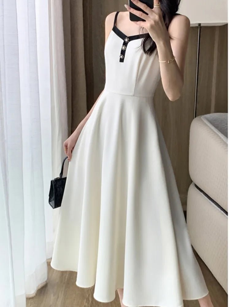 Women's Elegant 2-Piece Dress Set - Short Coat/A-Line Midi Camisole Dress