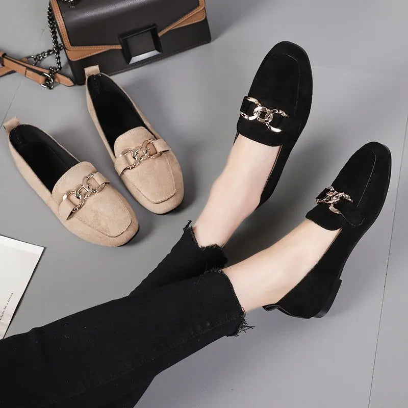 Spring Fashion Women's Metal Slip-On Loafers - Stylish Moccasin Flats