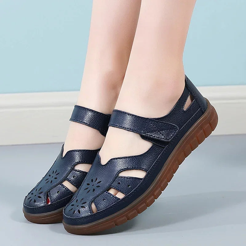 Women’s Comfortable Hollow Ankle Sandals - Soft Beach Sole Round Toe Summer Shoes