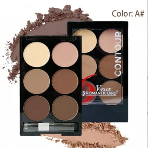 6 Colors Highlight Contouring Powder Palette Face Shadow Contouring Powder Makeup Palette With Brush Face Bronzer Color Collection