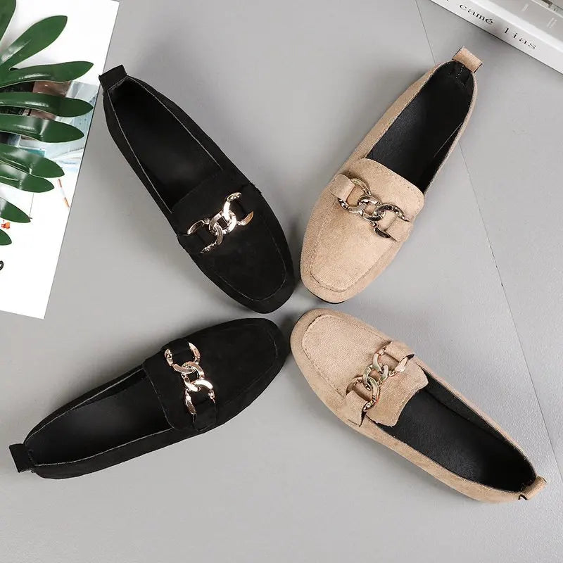 Spring Fashion Women's Metal Slip-On Loafers - Stylish Moccasin Flats