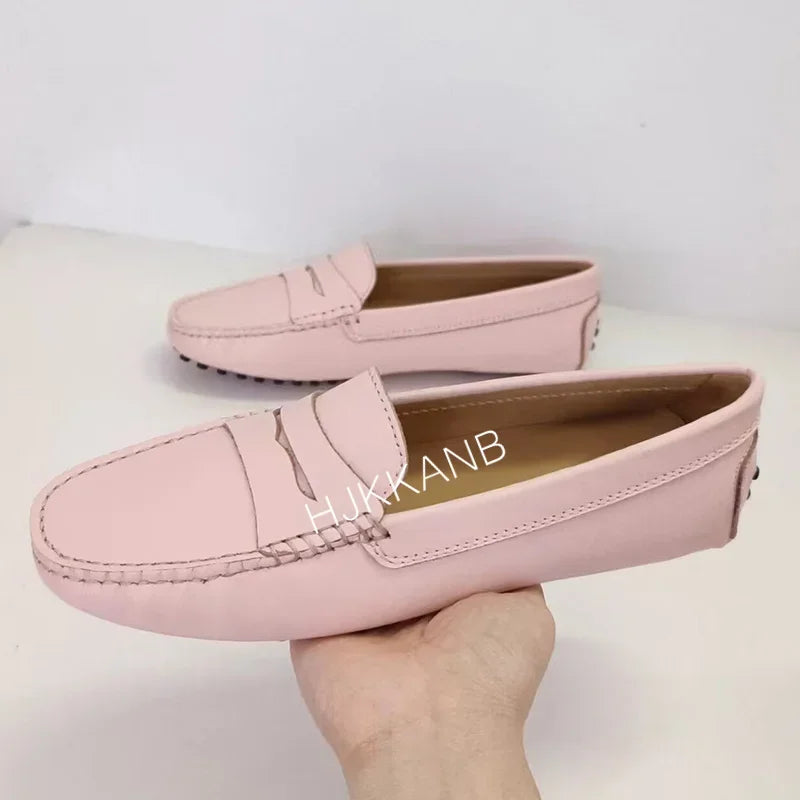 "Simple Shoes Women's Genuine Leather Flat Loafer - Round Toe Comfort Casual Non-Slip Walking Shoes"