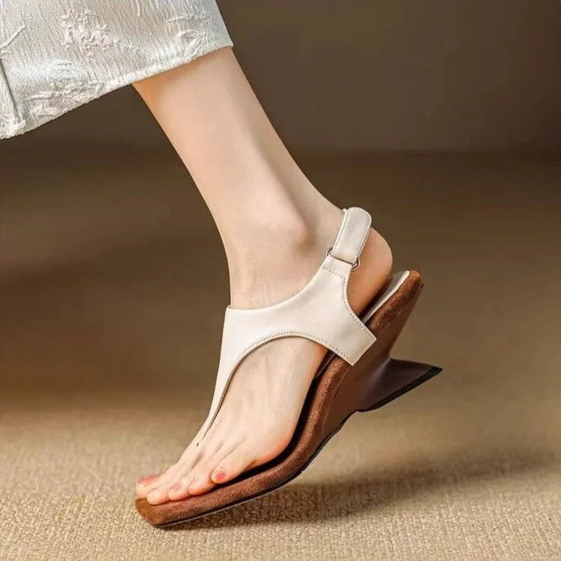 "Handmade Summer Wedge Sandals with Clip-On & Slingback, Unique Heels and Flip Flops for Women"