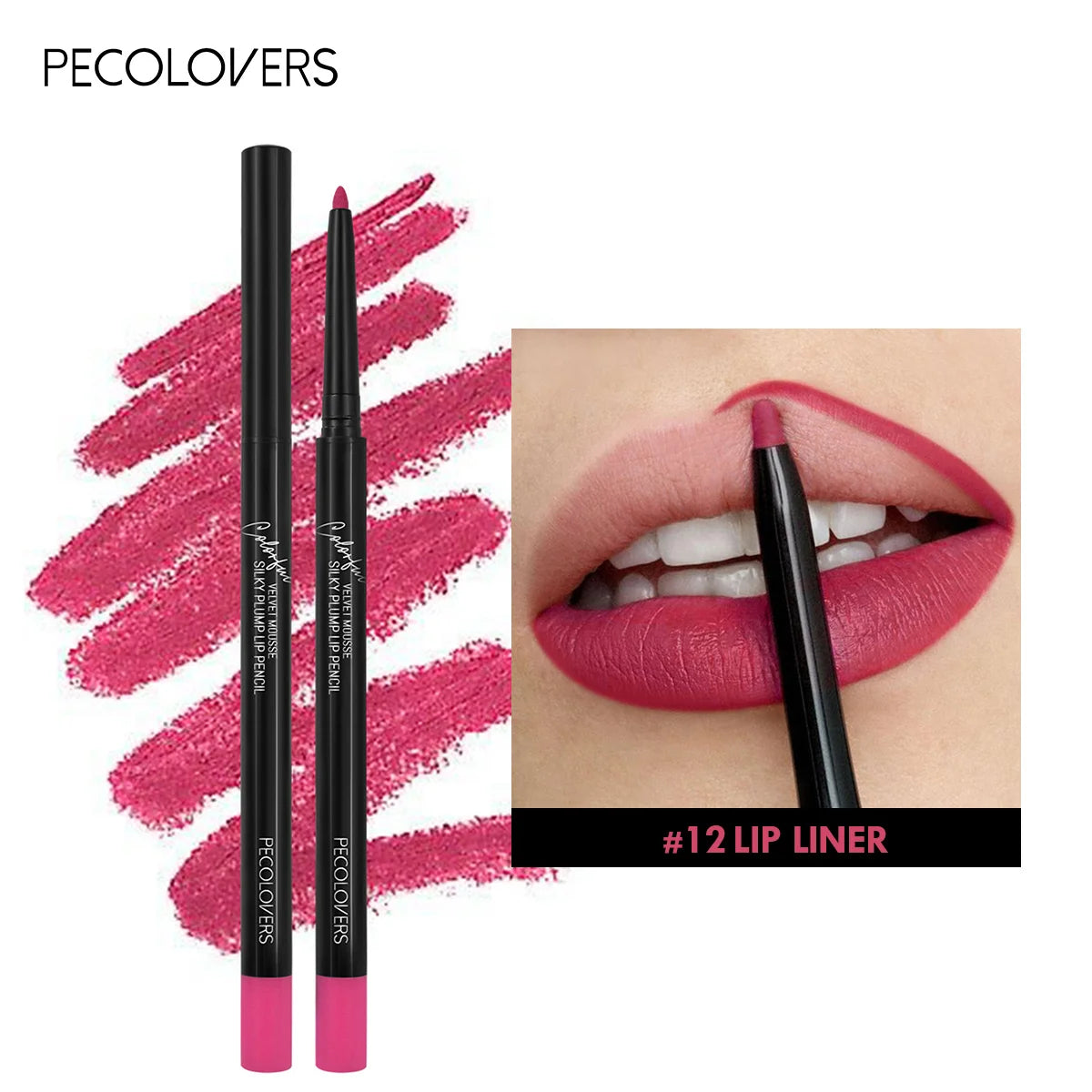 Waterproof Matte Lipliner Pencil Red Contour Tint Lipstick Long Lasting Non-stick Cup Moisturizing Lips Makeup 12 Colors