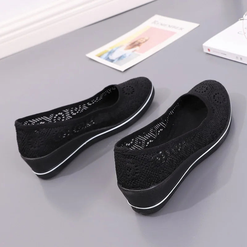 Breathable Flat Mid Wedge Heel Shoes for Women - Summer Beauty Footwear