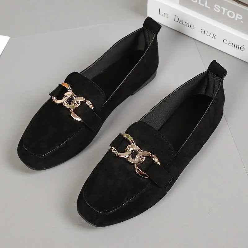 Spring Fashion Women's Metal Slip-On Loafers - Stylish Moccasin Flats