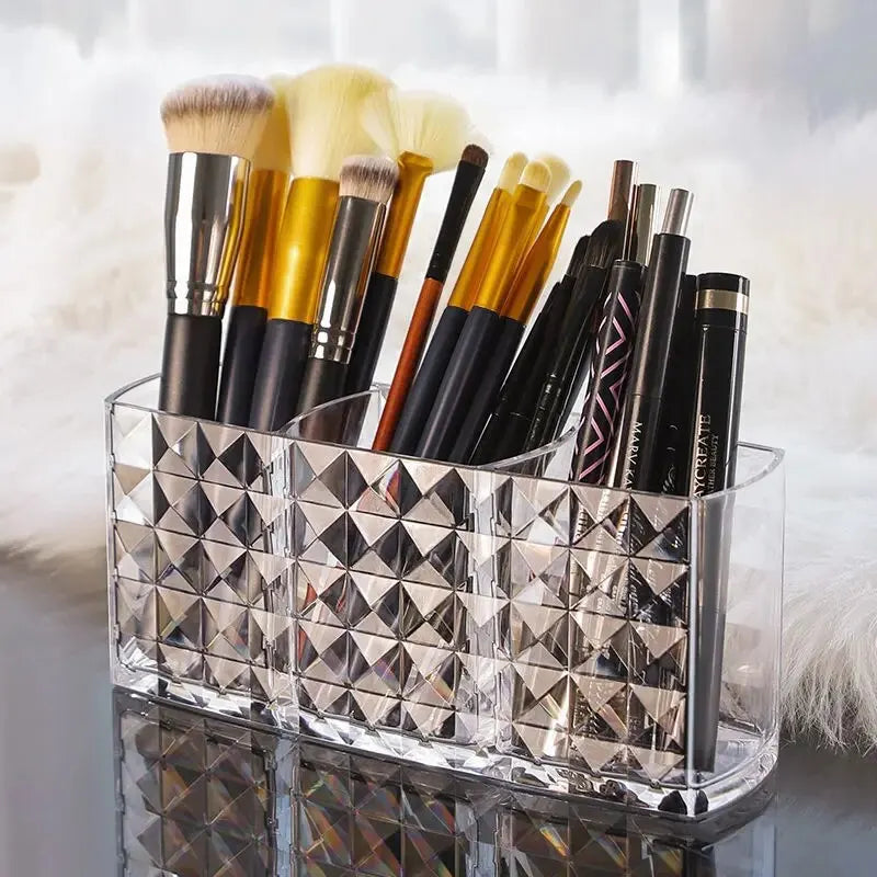 1-piece Diamond Patterned Mirror Cabinet Storage Box, Bathroom, Cosmetics, Lipstick Storage Rack