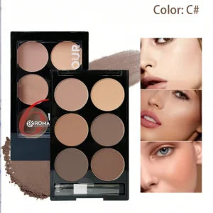 6 Colors Highlight Contouring Powder Palette Face Shadow Contouring Powder Makeup Palette With Brush Face Bronzer Color Collection