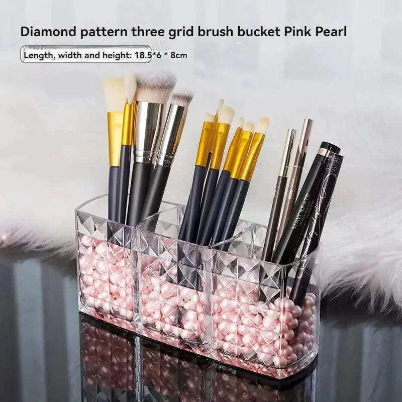 1-piece Diamond Patterned Mirror Cabinet Storage Box, Bathroom, Cosmetics, Lipstick Storage Rack