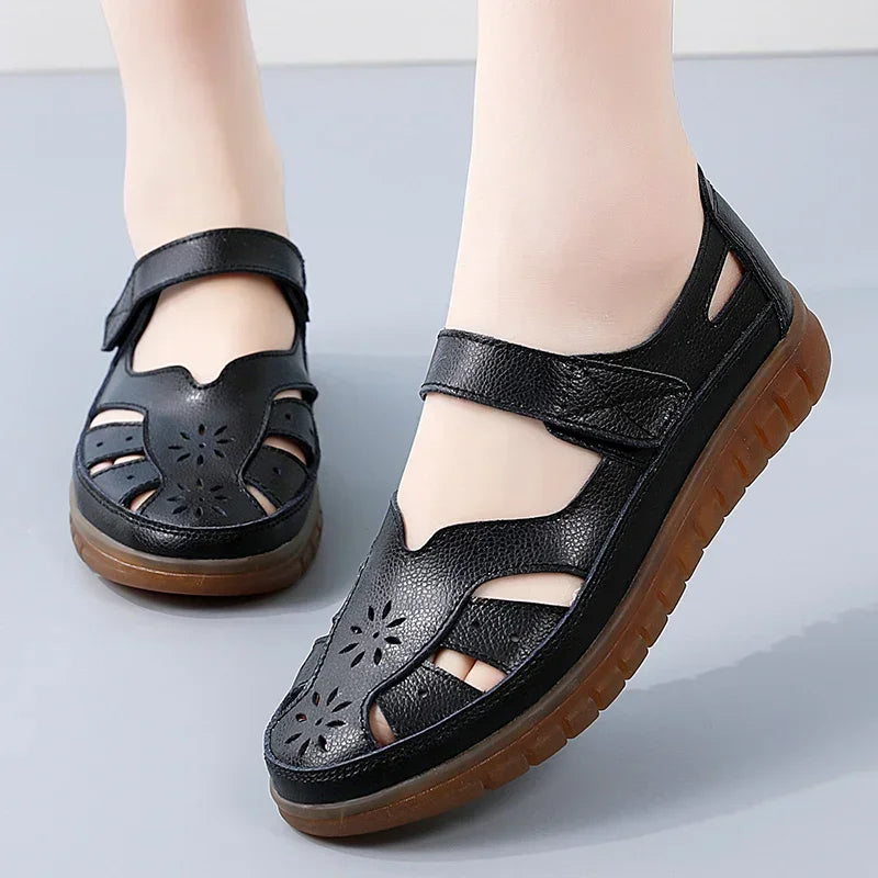 Women’s Comfortable Hollow Ankle Sandals - Soft Beach Sole Round Toe Summer Shoes