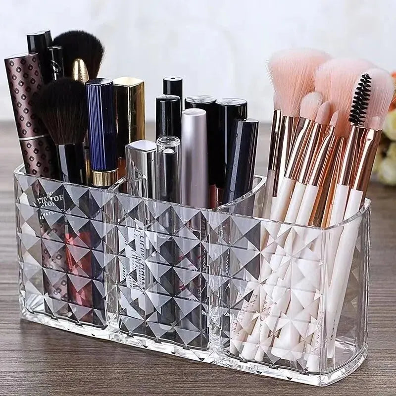 1-piece Diamond Patterned Mirror Cabinet Storage Box, Bathroom, Cosmetics, Lipstick Storage Rack