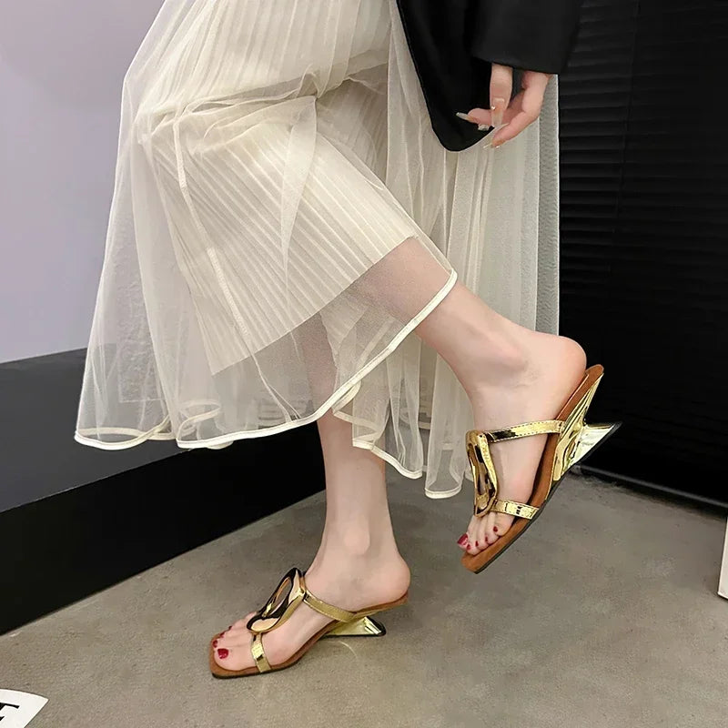 "Summer Women's Low Heel Square/Open Toe Loafers with Thin Straps – Casual Comfort Sandals"