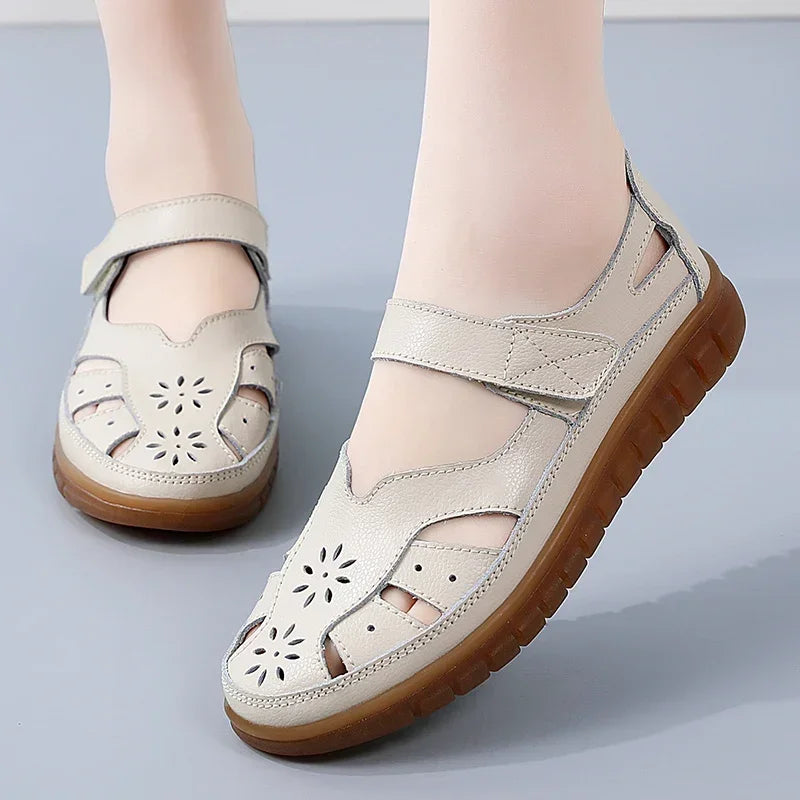 Women’s Comfortable Hollow Ankle Sandals - Soft Beach Sole Round Toe Summer Shoes