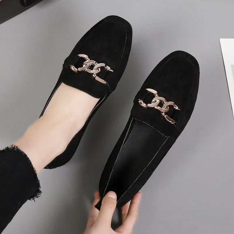 Spring Fashion Women's Metal Slip-On Loafers - Stylish Moccasin Flats