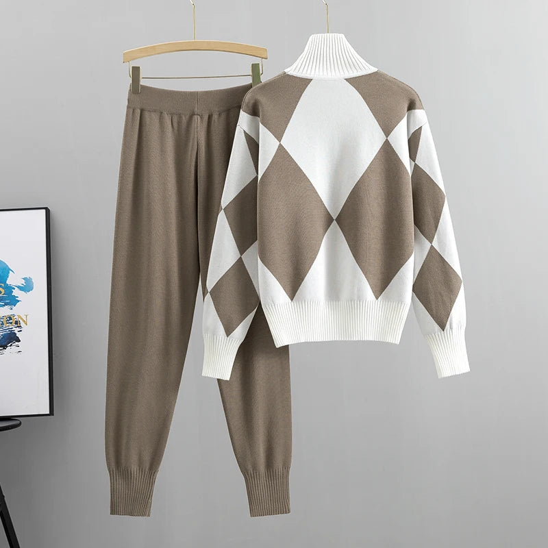 "Chic Turtleneck Sweater and Tailored Trouser Ensemble"