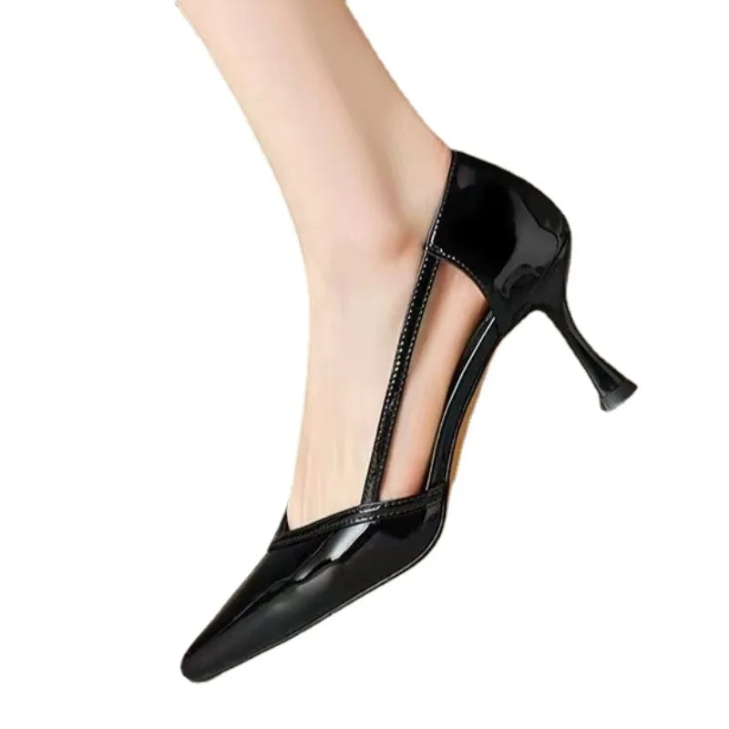 "Hot Sale Mid Heel Slip-On Office Sandals for Women - Classic Pointed Toe Kitten Heels, 6cm"