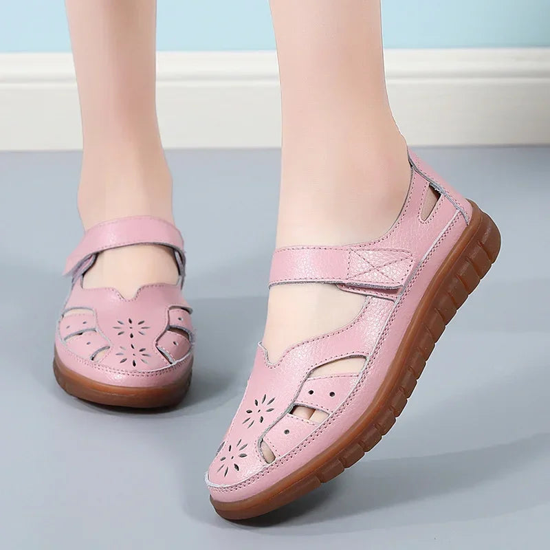 Women’s Comfortable Hollow Ankle Sandals - Soft Beach Sole Round Toe Summer Shoes