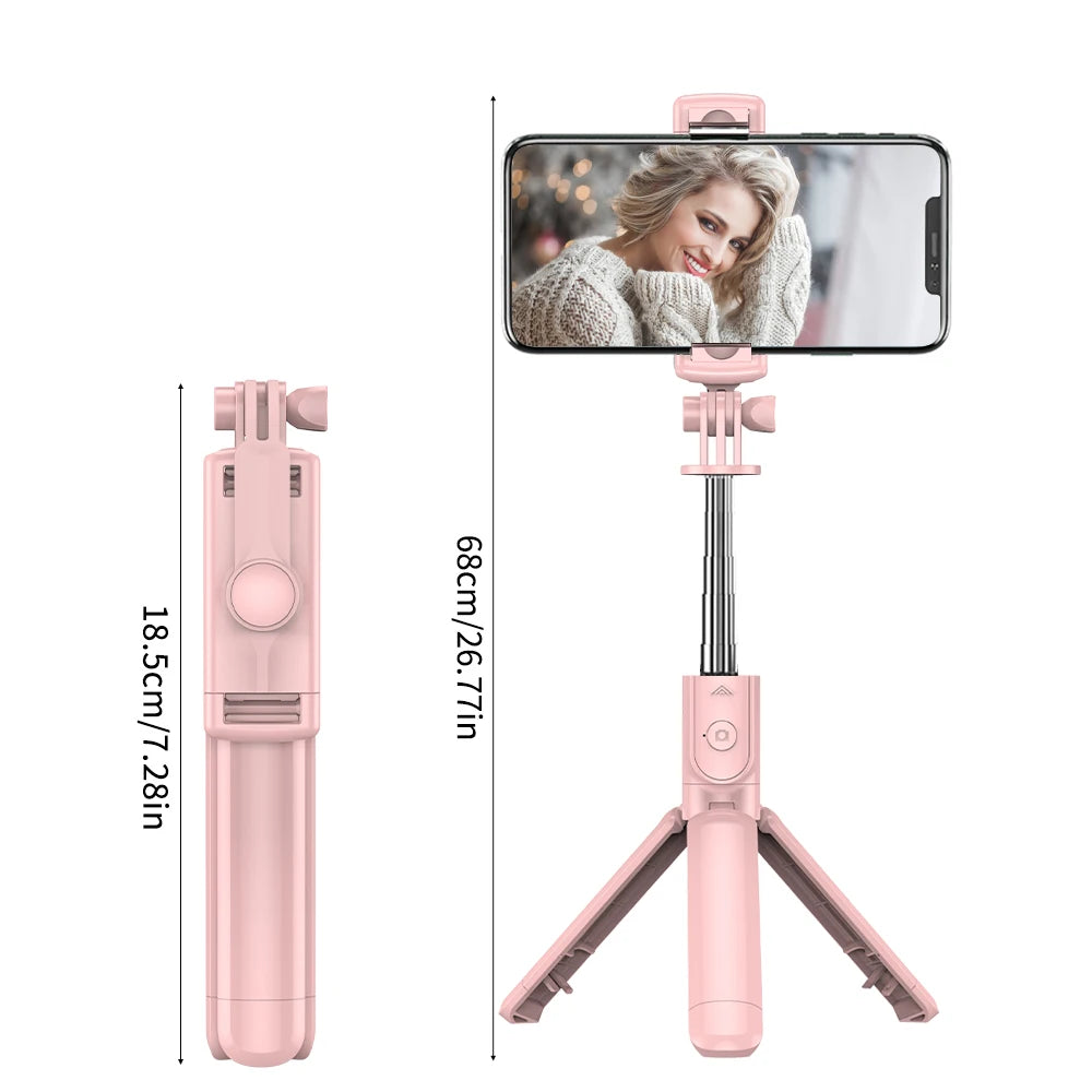 Wireless Selfie Stick Tripod Stand with Detachable Remote for iPhone Mobile Phone Tiktok Live Streaming