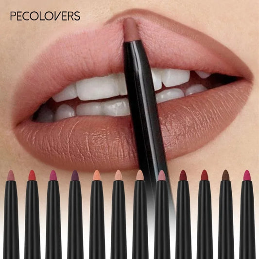 Waterproof Matte Lipliner Pencil Red Contour Tint Lipstick Long Lasting Non-stick Cup Moisturizing Lips Makeup 12 Colors