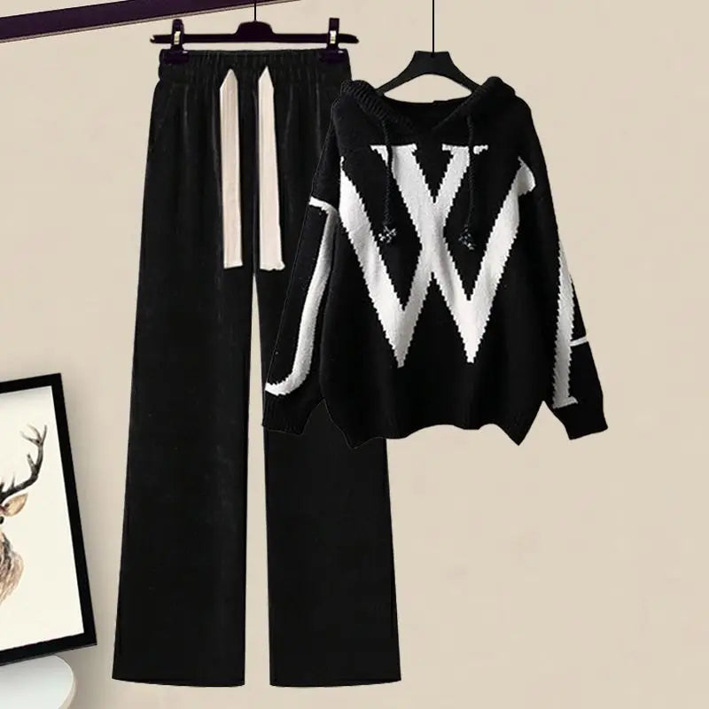 Women's Set - Hoodie/Wide Leg Pant - Two-piece Set