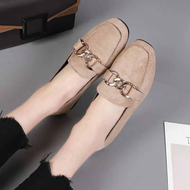 Spring Fashion Women's Metal Slip-On Loafers - Stylish Moccasin Flats