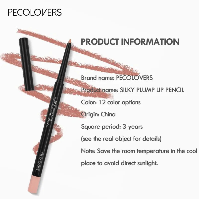 Waterproof Matte Lipliner Pencil Red Contour Tint Lipstick Long Lasting Non-stick Cup Moisturizing Lips Makeup 12 Colors