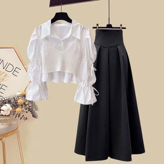 "Chic Two-Piece Set: Skirt with Fabulous Sleeved Top"