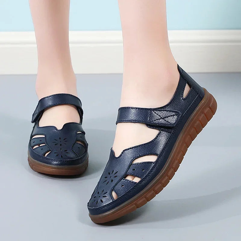 Women’s Comfortable Hollow Ankle Sandals - Soft Beach Sole Round Toe Summer Shoes