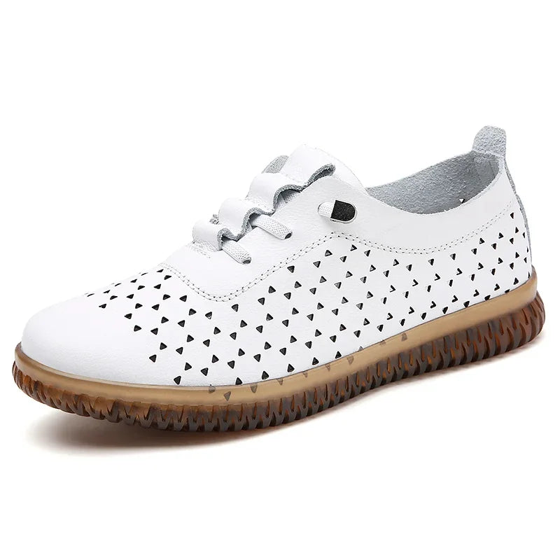 "Lightweight Breathable Leather Women's Casual Sneakers & Slip-On Loafers"