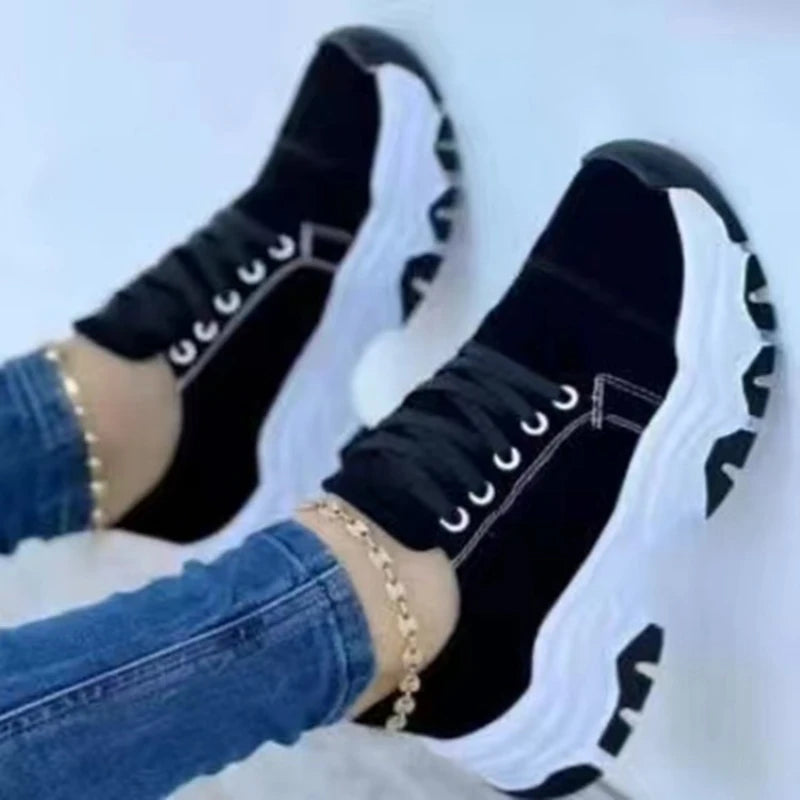 "Stylish Women's Canvas Sneakers - Casual Sport Shoes with Flat Lace-Up Design"