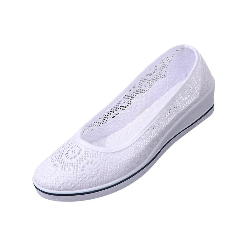 Breathable Flat Mid Wedge Heel Shoes for Women - Summer Beauty Footwear