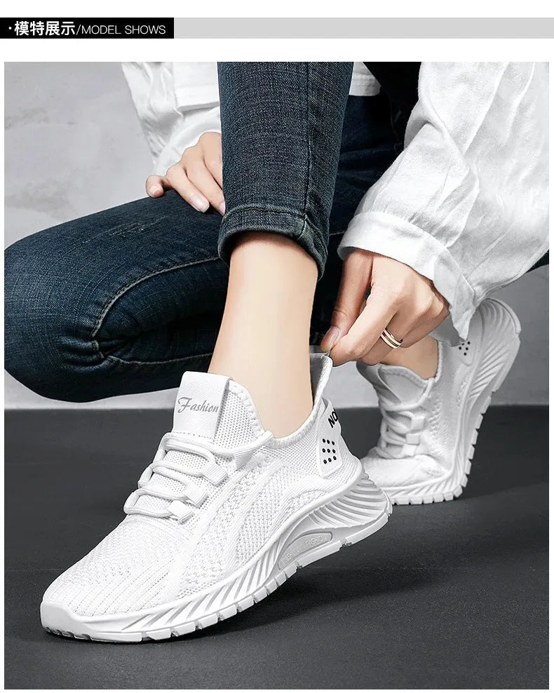 Women's Lightweight Lace-Up Flying Weave Sneakers - Comfortable Non-Slip Athletic Shoes for Gym and Casual Outdoor Wear