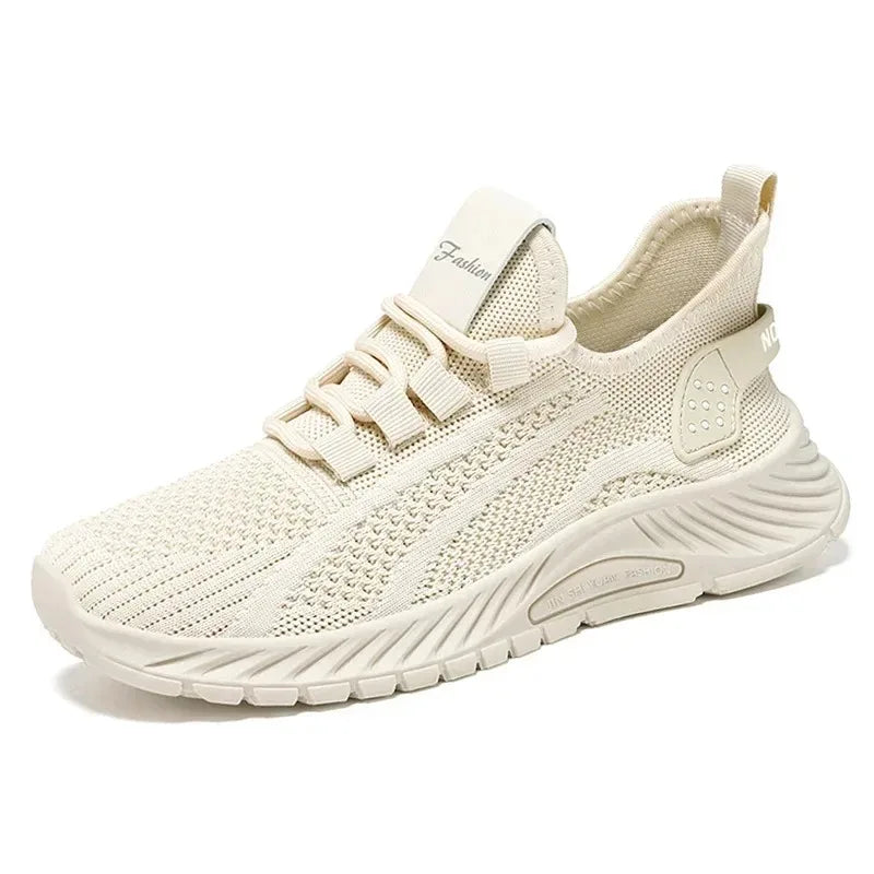 Women's Lightweight Lace-Up Flying Weave Sneakers - Comfortable Non-Slip Athletic Shoes for Gym and Casual Outdoor Wear